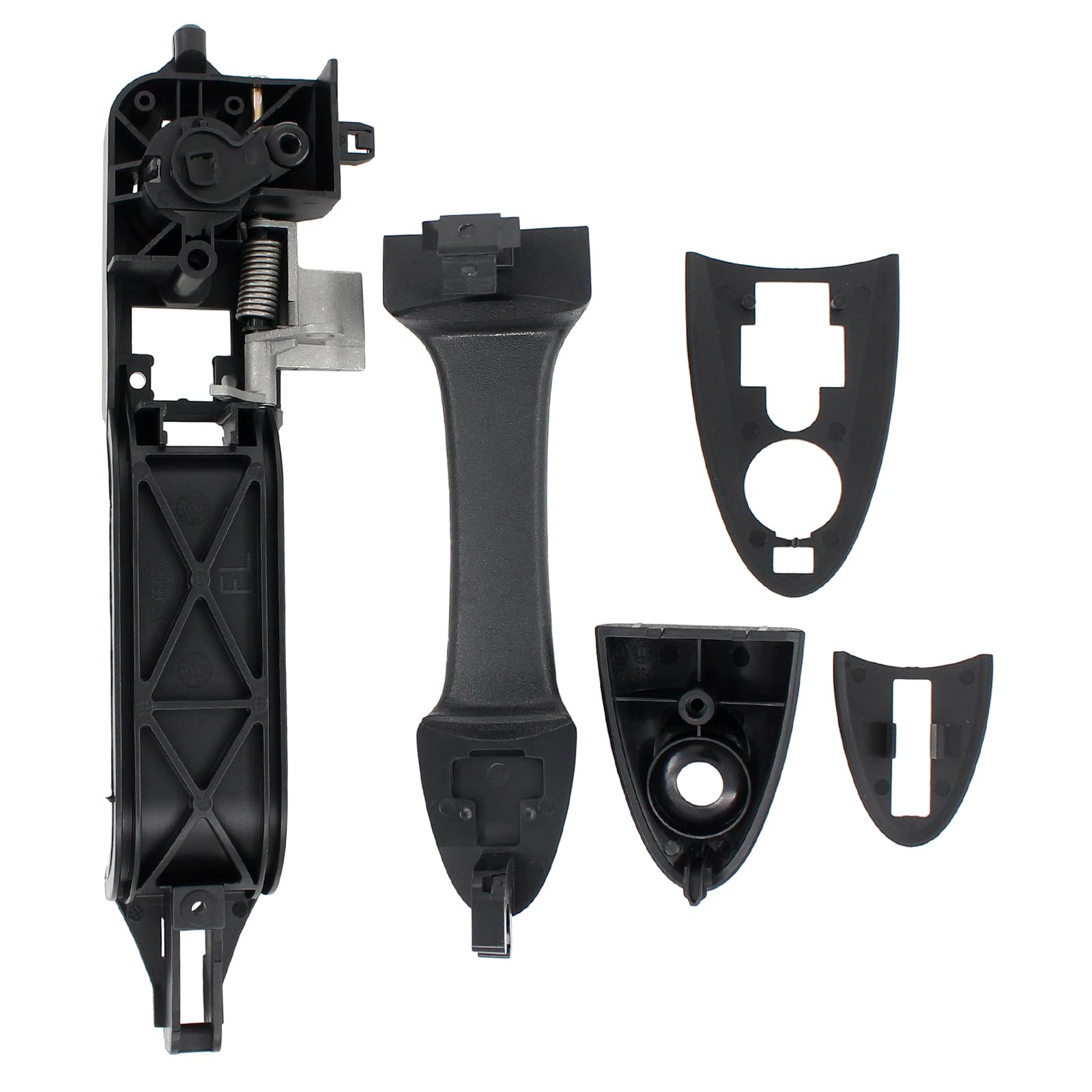 Driver-side door handle bracket in black improves fit.