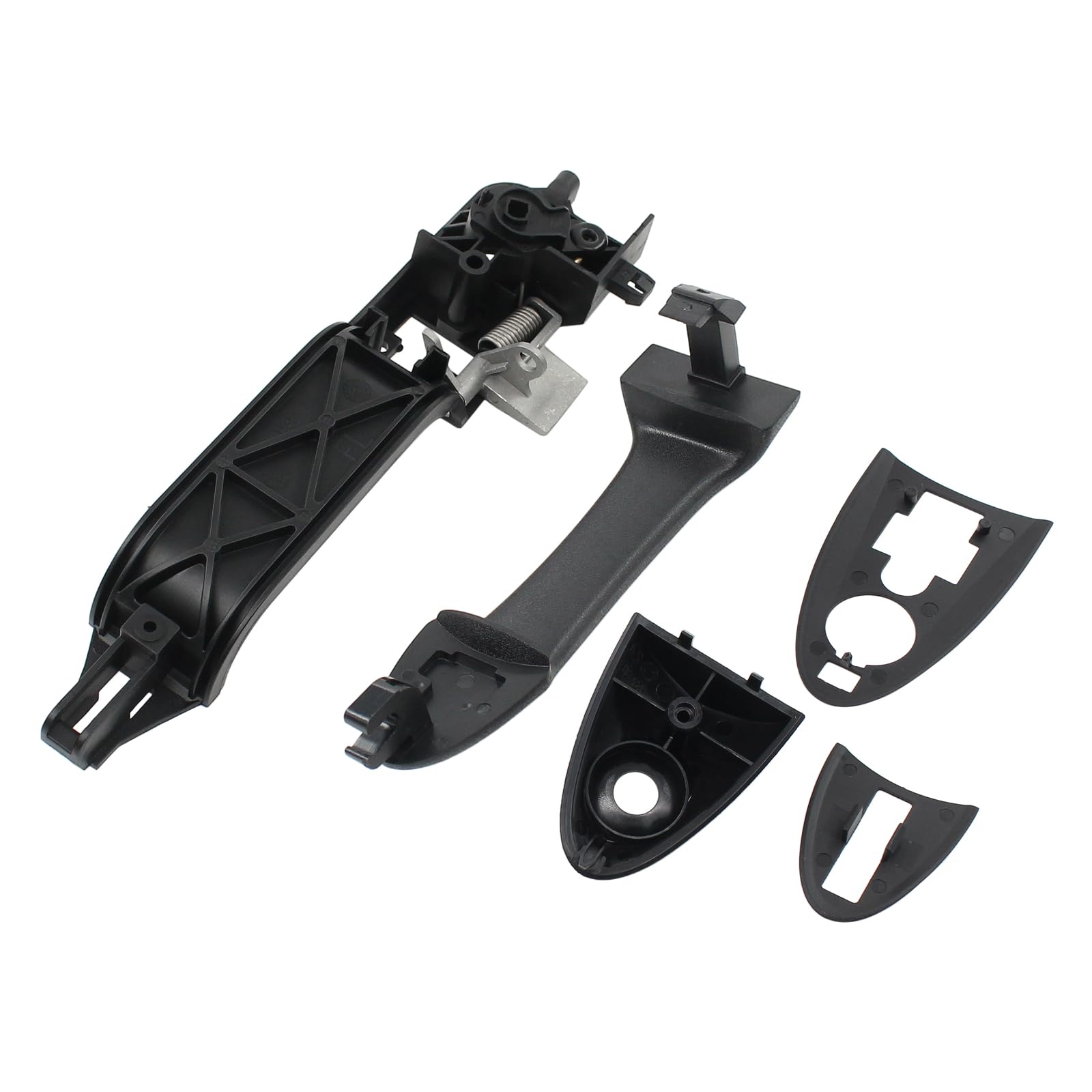 Ford Focus exterior door handle assembly in black for 2002-2007 compatibility.