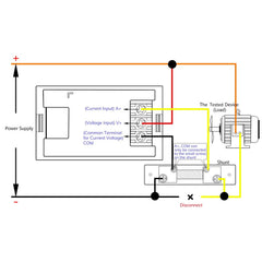 DROK DC voltmeter-ammeter panel side ports for easy wiring connections.