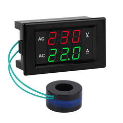 DROK volt amp meter display clearly shows voltage (red) and current (green).