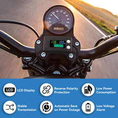 DROK voltage-capacity readout panel shows remaining power at a glance