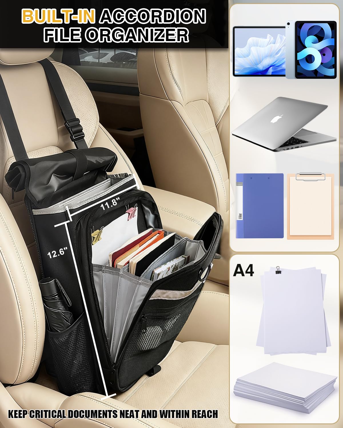Drsvabze organizer privacy flap secures contents while you drive.