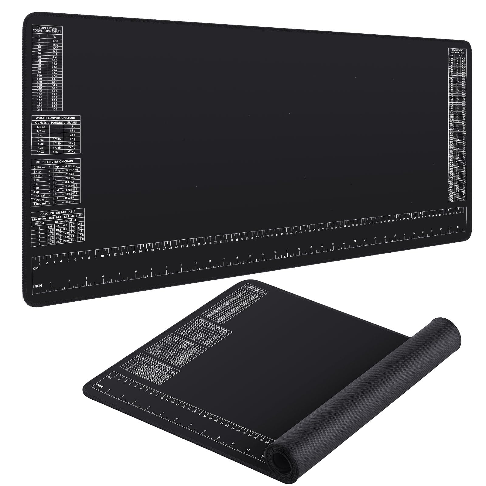 Drydiet neoprene mat with ruler and charts for quick desk measurements