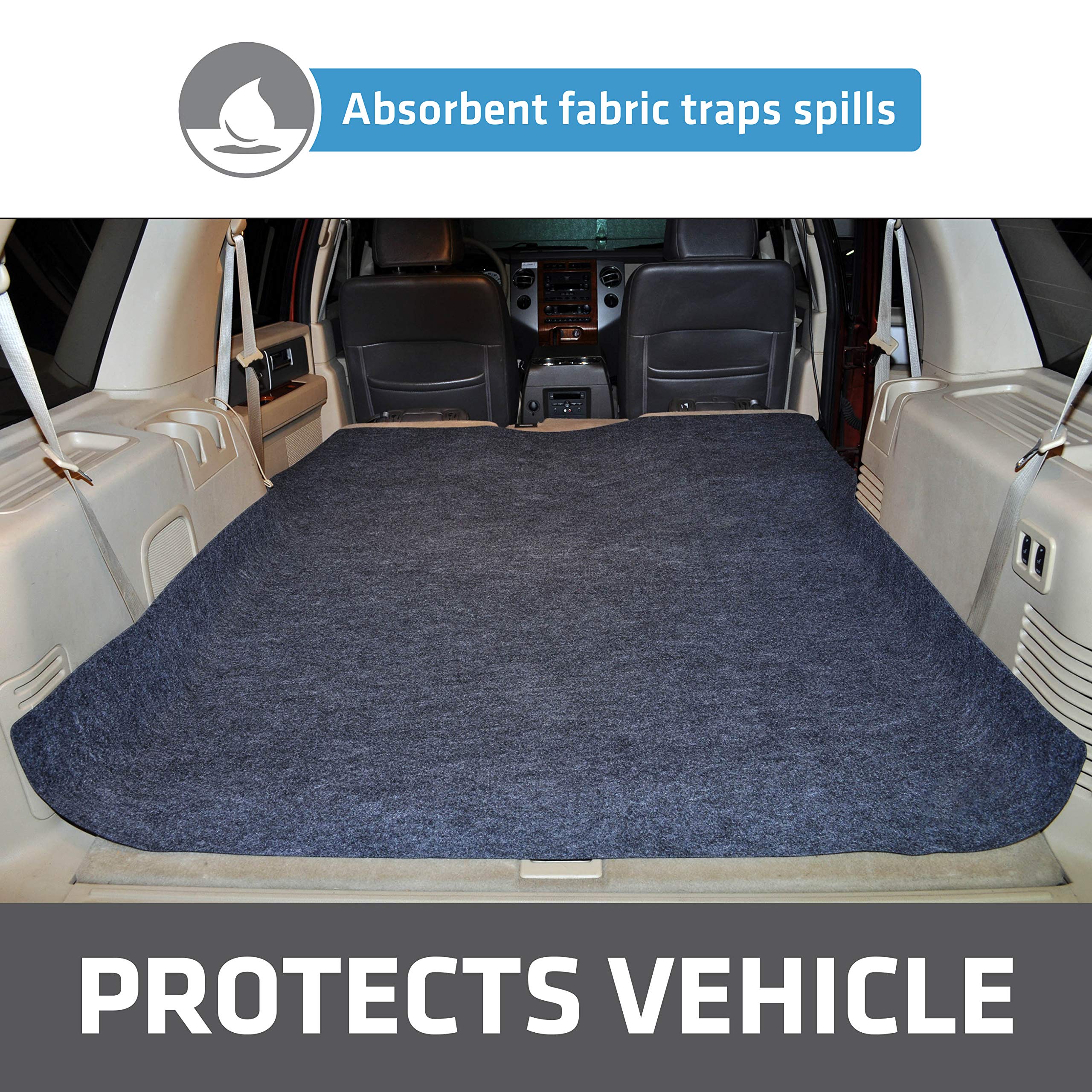 Drymate Dog Seat Cover demonstrates easy-to-clean cargo protection.