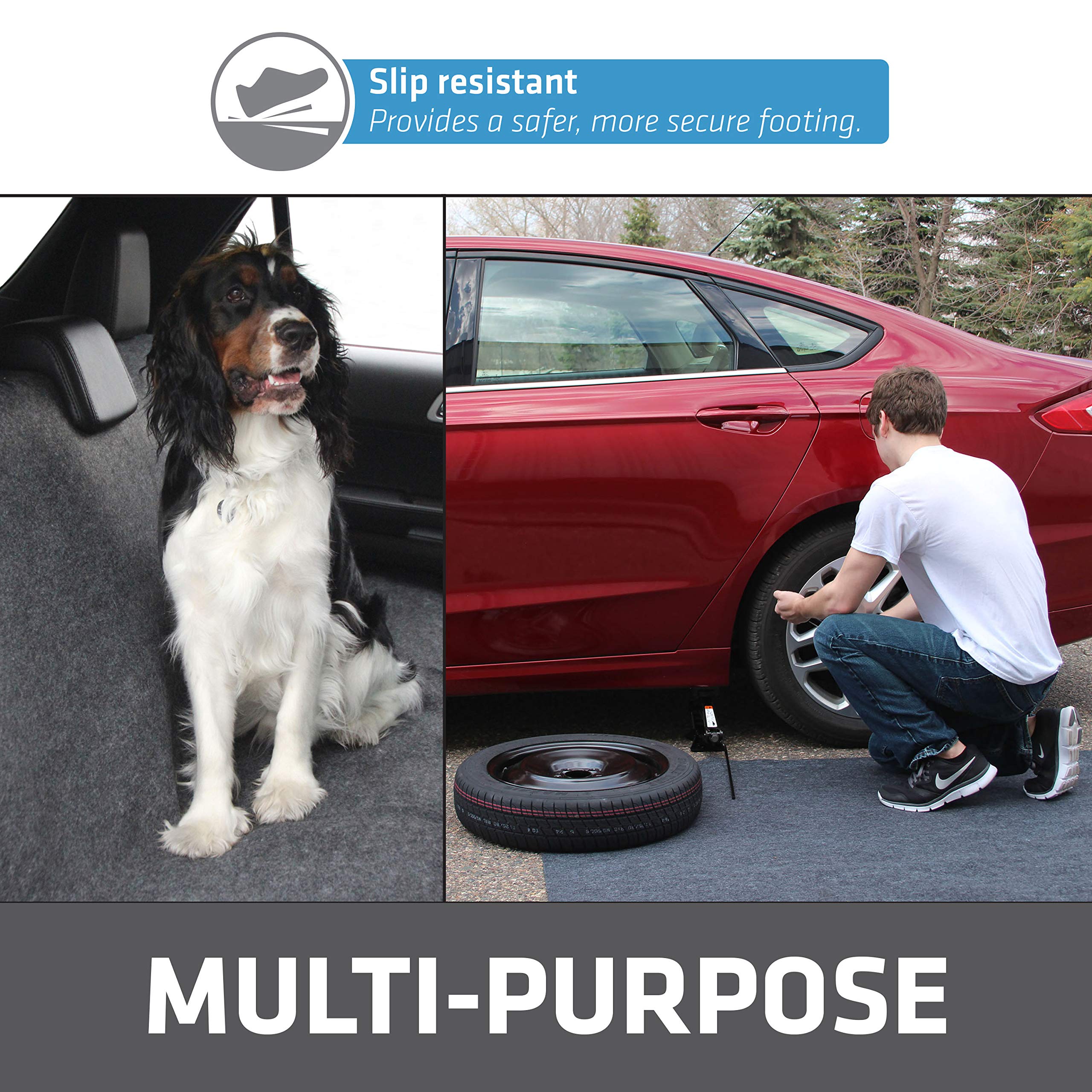 Drymate Cargo Liner Mat highlights machine washable cleanup.