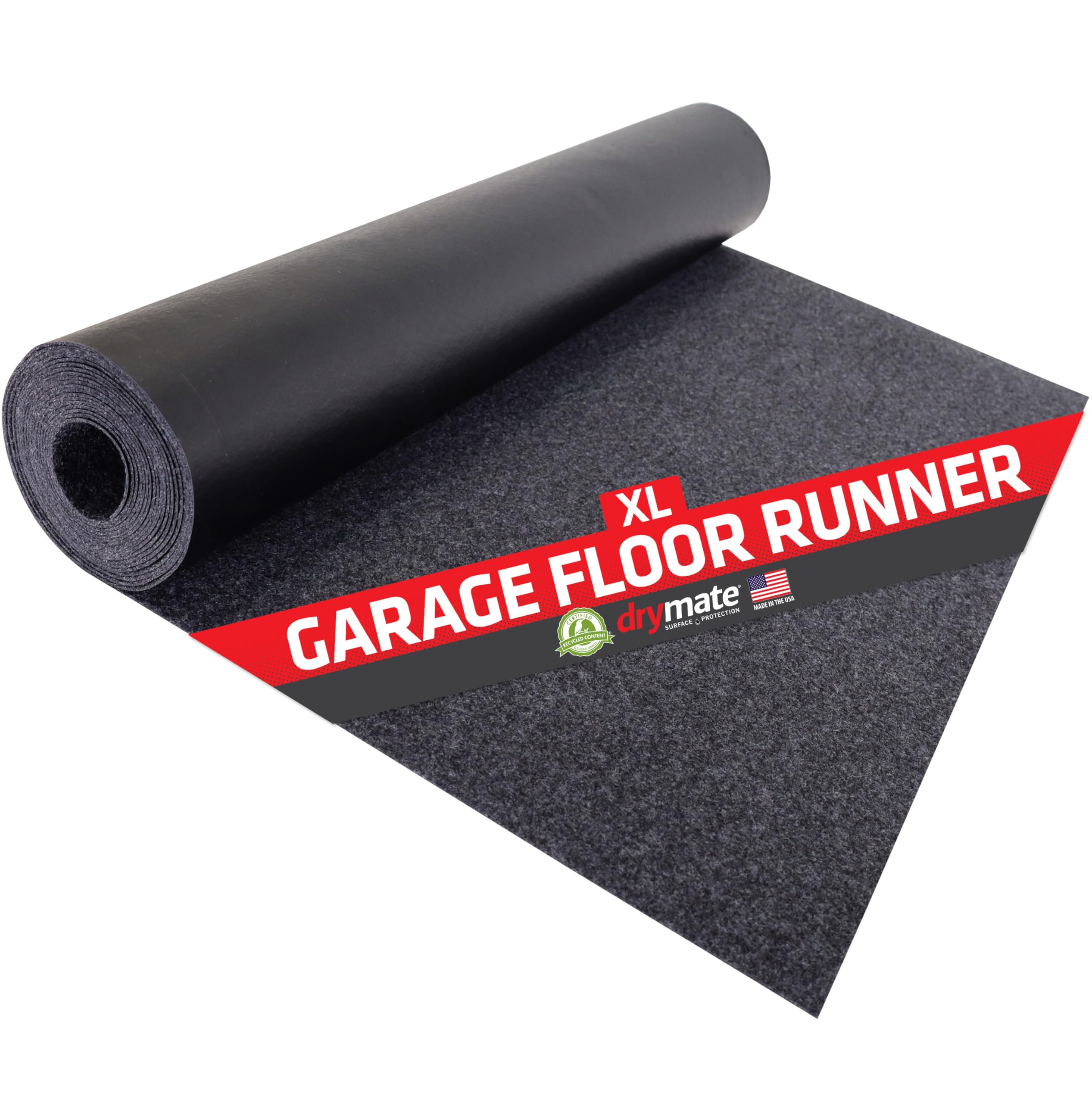 Drymate 18ft Charcoal Garage Floor Runner protects surfaces and traps dirt.