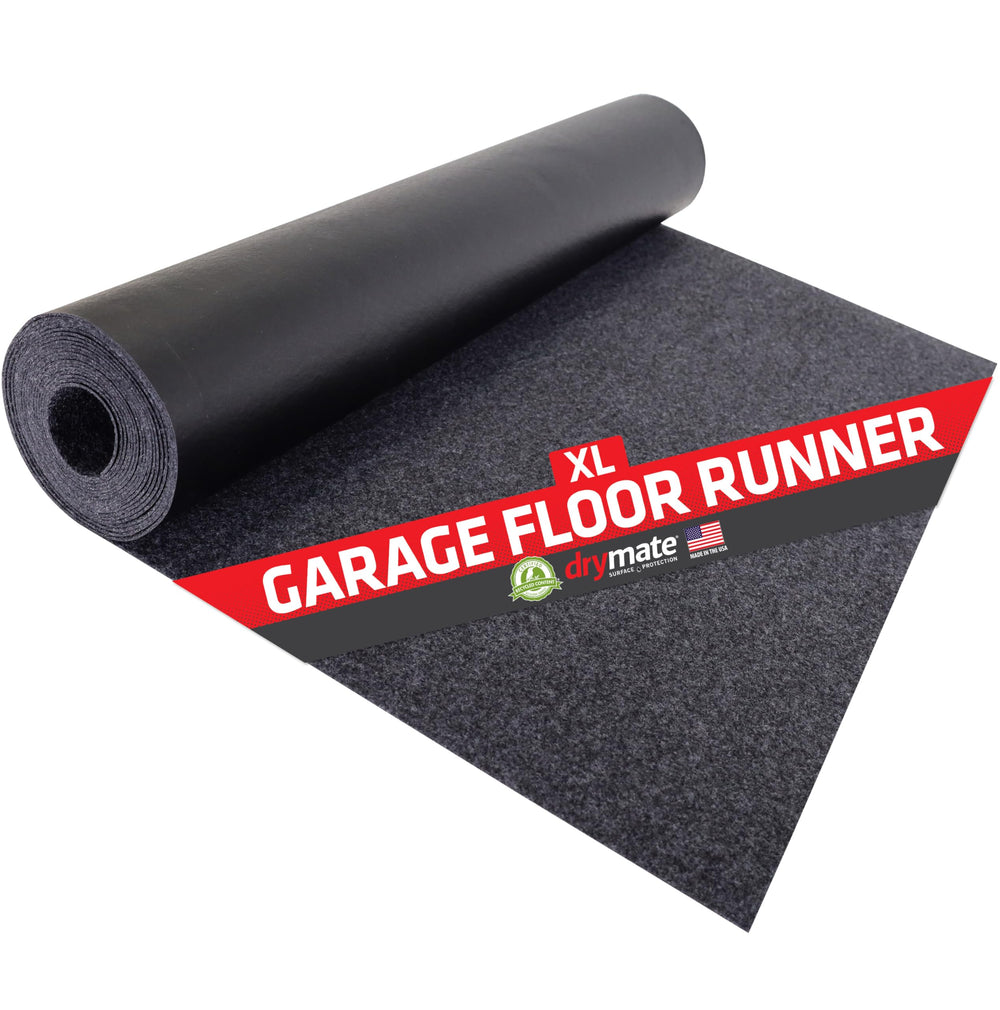 Drymate 18ft Charcoal Garage Floor Runner protects surfaces and traps dirt.