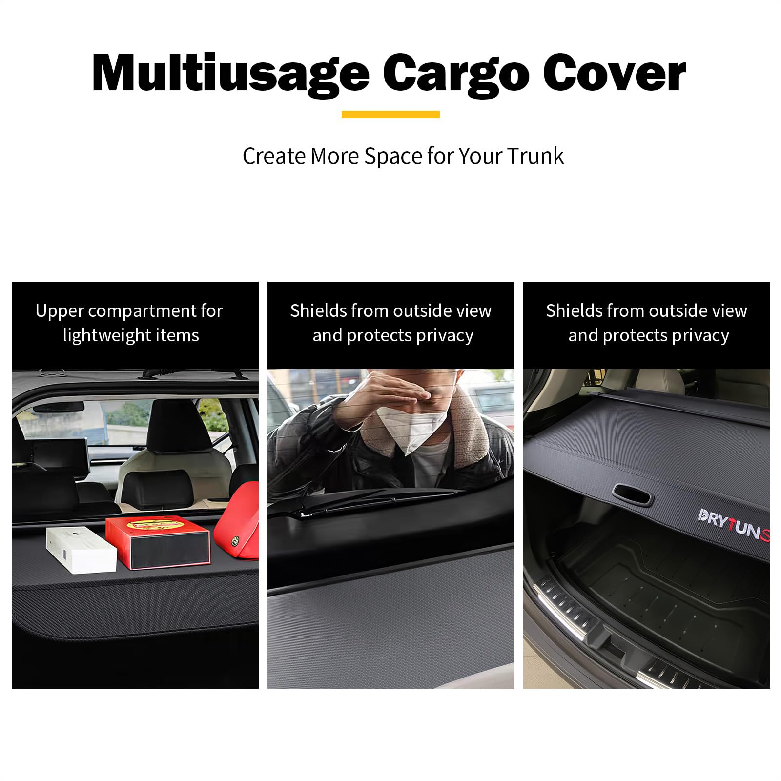 Drytuns cargo cover hooks version highlights secure fit with six hooks