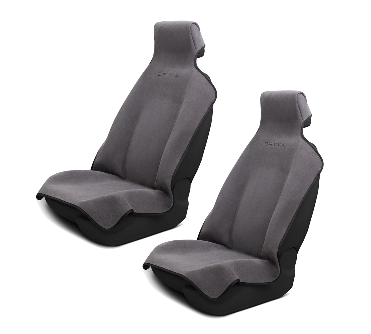 DryvaSeat waterproof car seat cover in gray protects against sweat and spills.