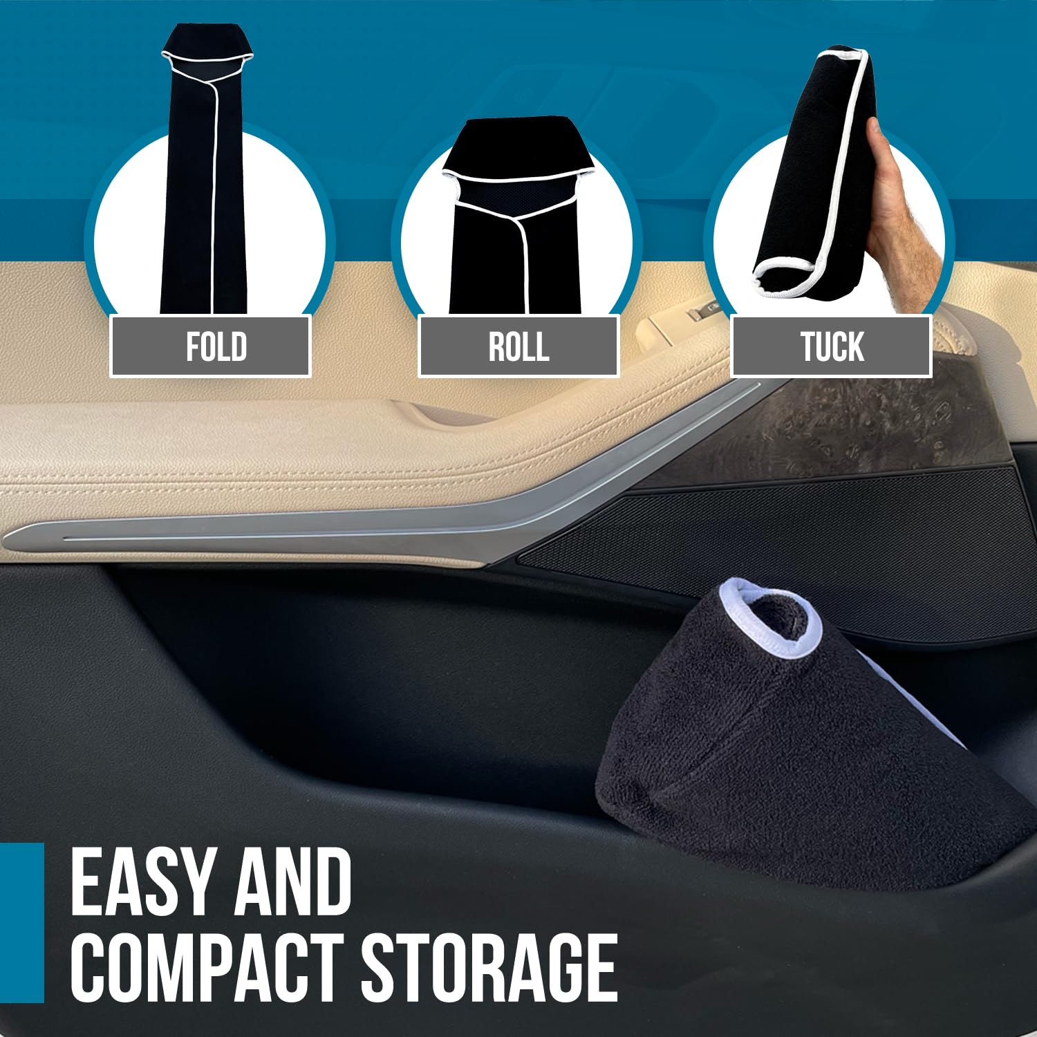 DryvaSeat easy installation and roll-up storage for car or gym bag