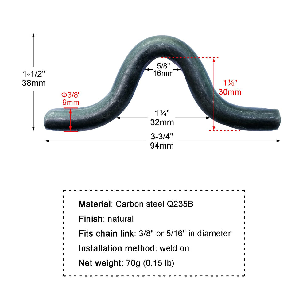 DSBGKJI weld-on safety chain clip on frame demonstrating quick attachment for secure trailer connections