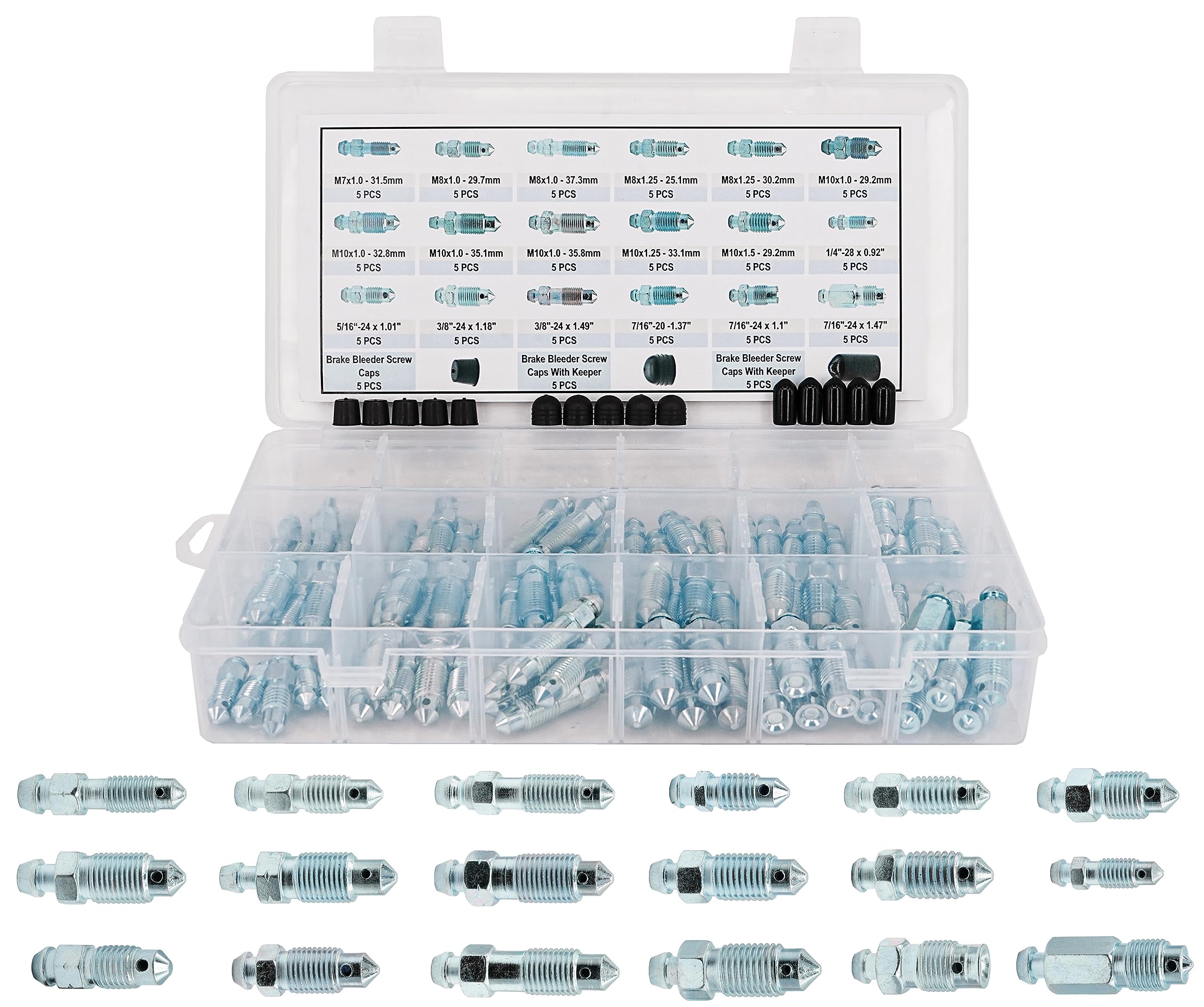 DSNADUO bleeder screw kit 90pcs for SAE and metric brakes, replacement-ready