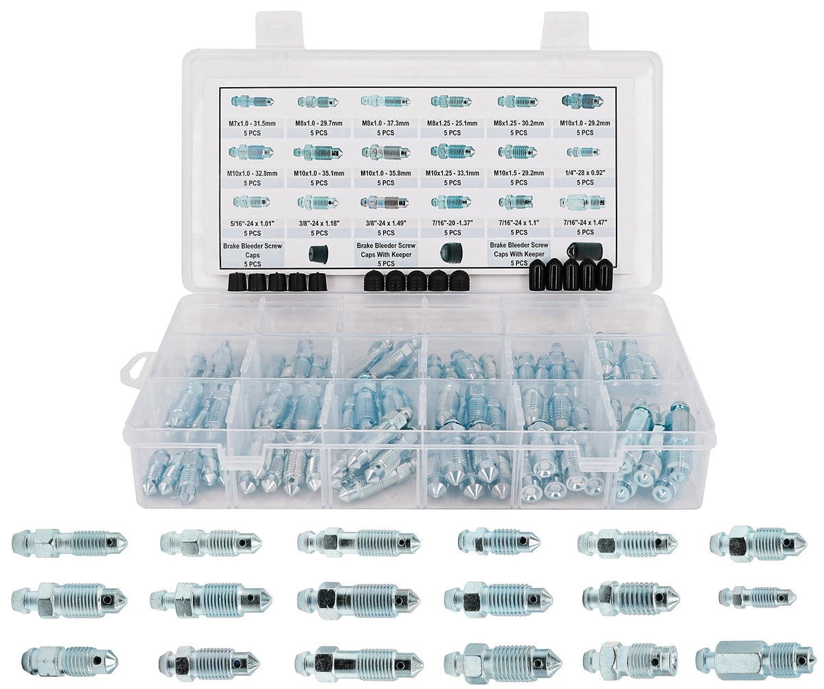 DSNADUO bleeder screw kit 90pcs for SAE and metric brakes, replacement-ready