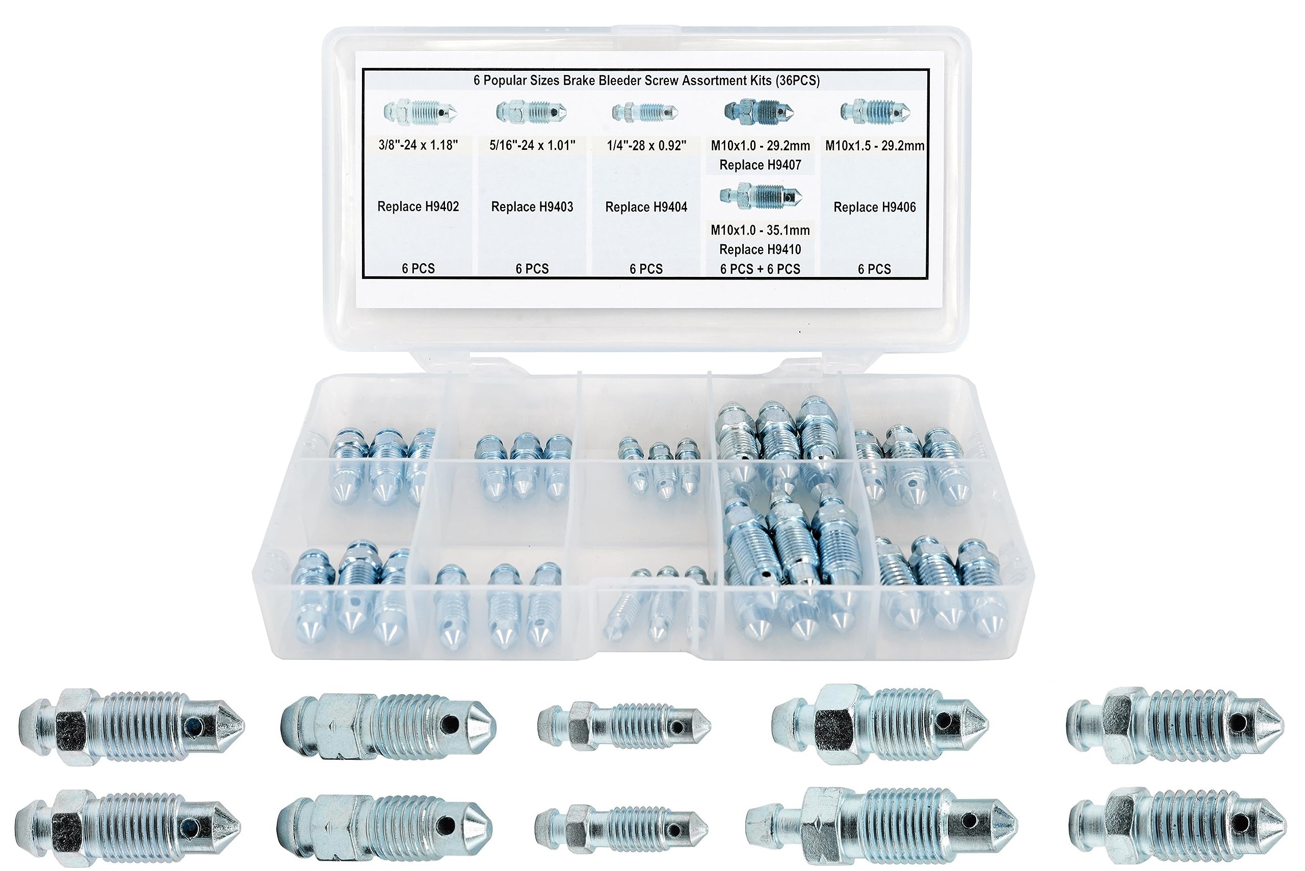 Dsnaduo bleeder valve kit with 3/8-24 screws for brake bleeding tasks.