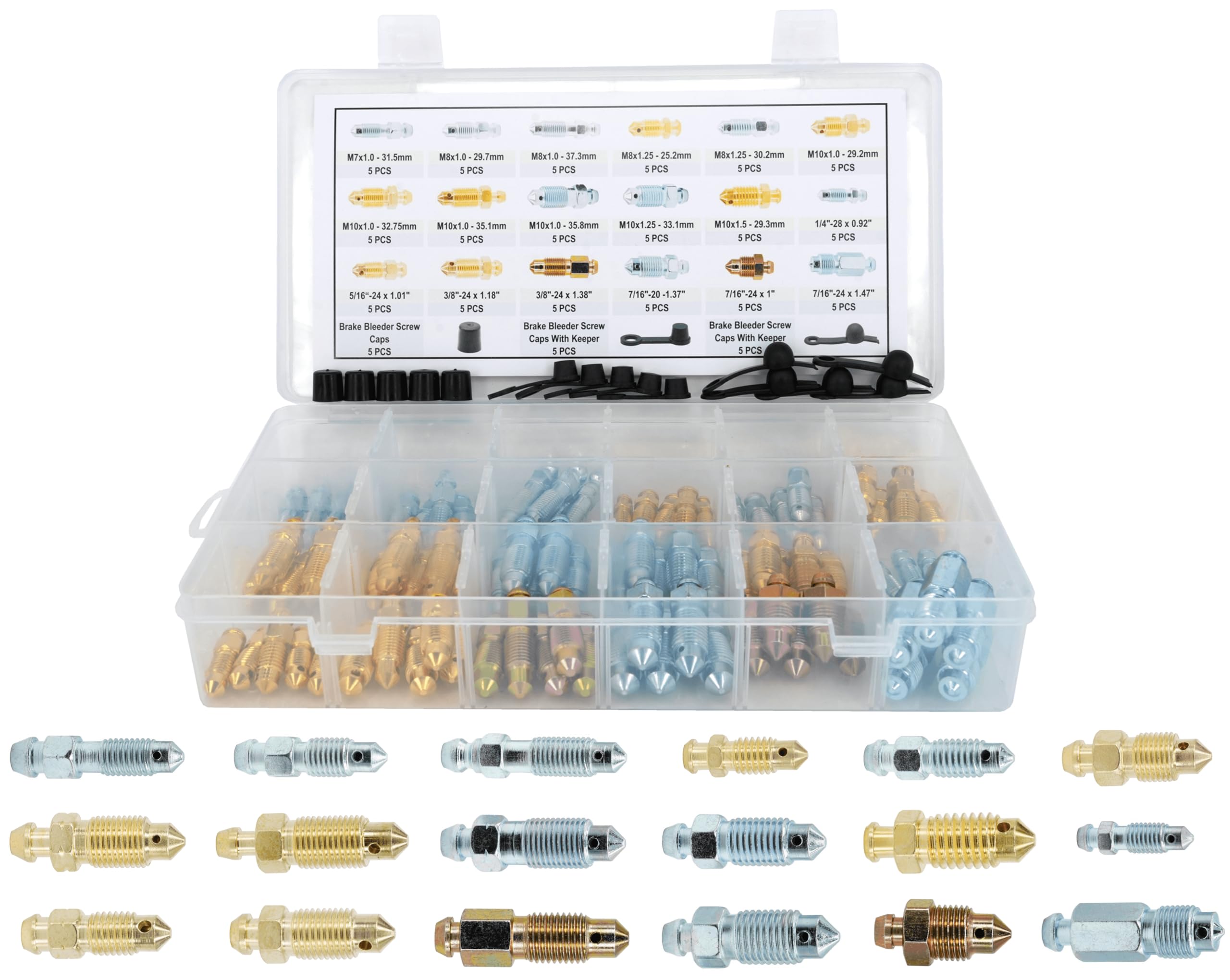 Dsnaduo brake bleeder screw kit case keeps parts organized for quick maintenance.