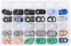 Dsnaduo oil drain plug gasket collection showing 36 sizes for versatile vehicle sealing.