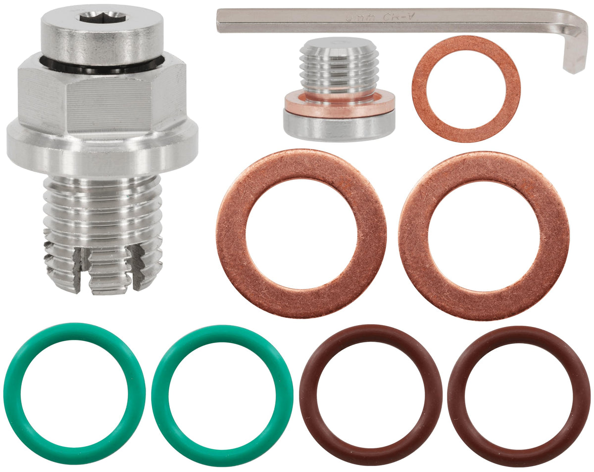 Dsnaduo oversized piggyback oil drain plug shown for a secure seal.
