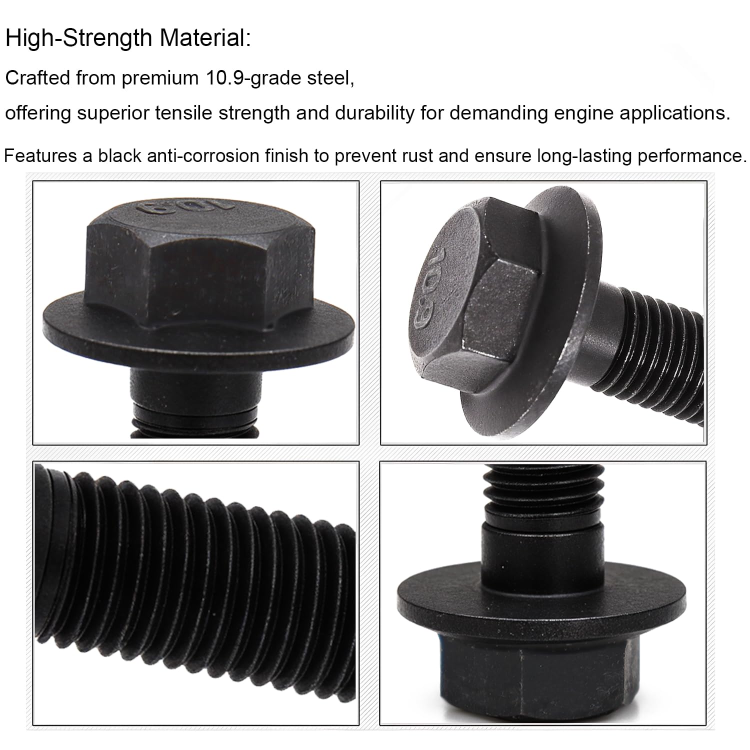 Dsxulxn bolt with black anti-corrosion coating resists wear and rust.