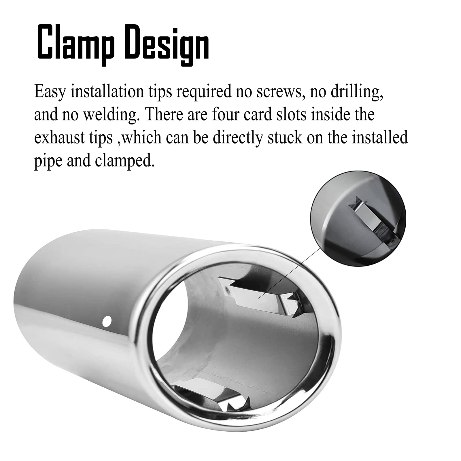 Dsycar BMW 325i/328i exhaust tips add silver accent and tailpipe protection.