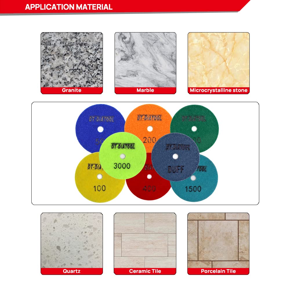 DT-DIATOOL 8-piece pad set 100mm for flexible polishing results.