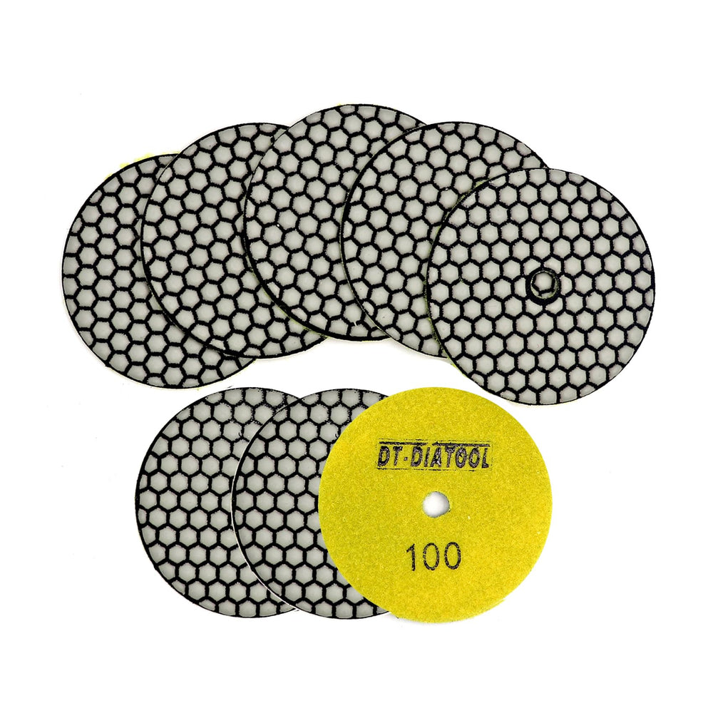 DT-DIATOOL dry diamond polishing pads 100mm pack for versatile stone polishing.