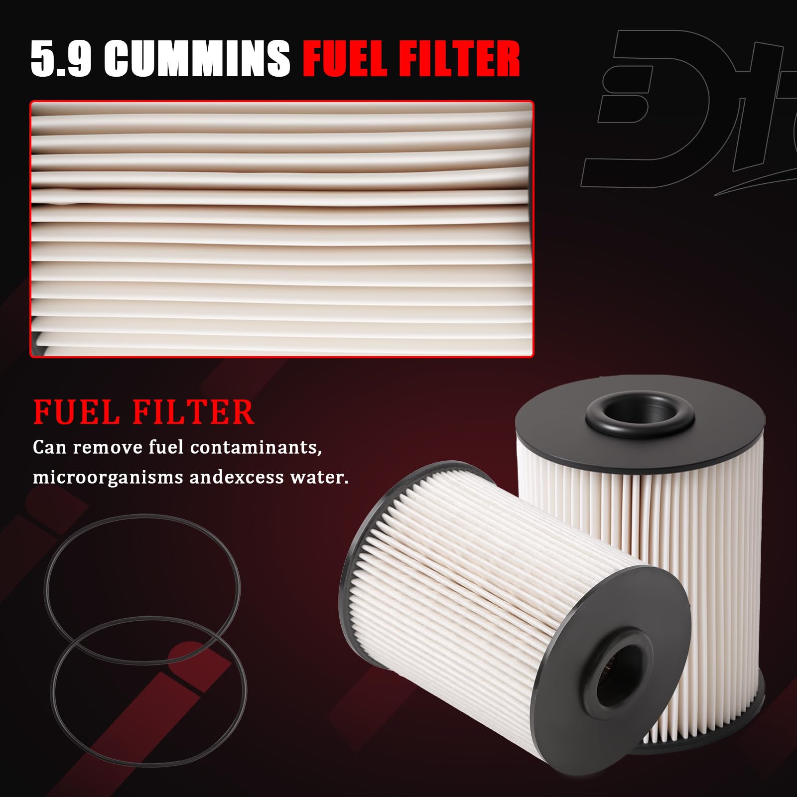 Dtomi advanced-filtration-media fuel-filter traps dirt and debris for cleaner fuel flow