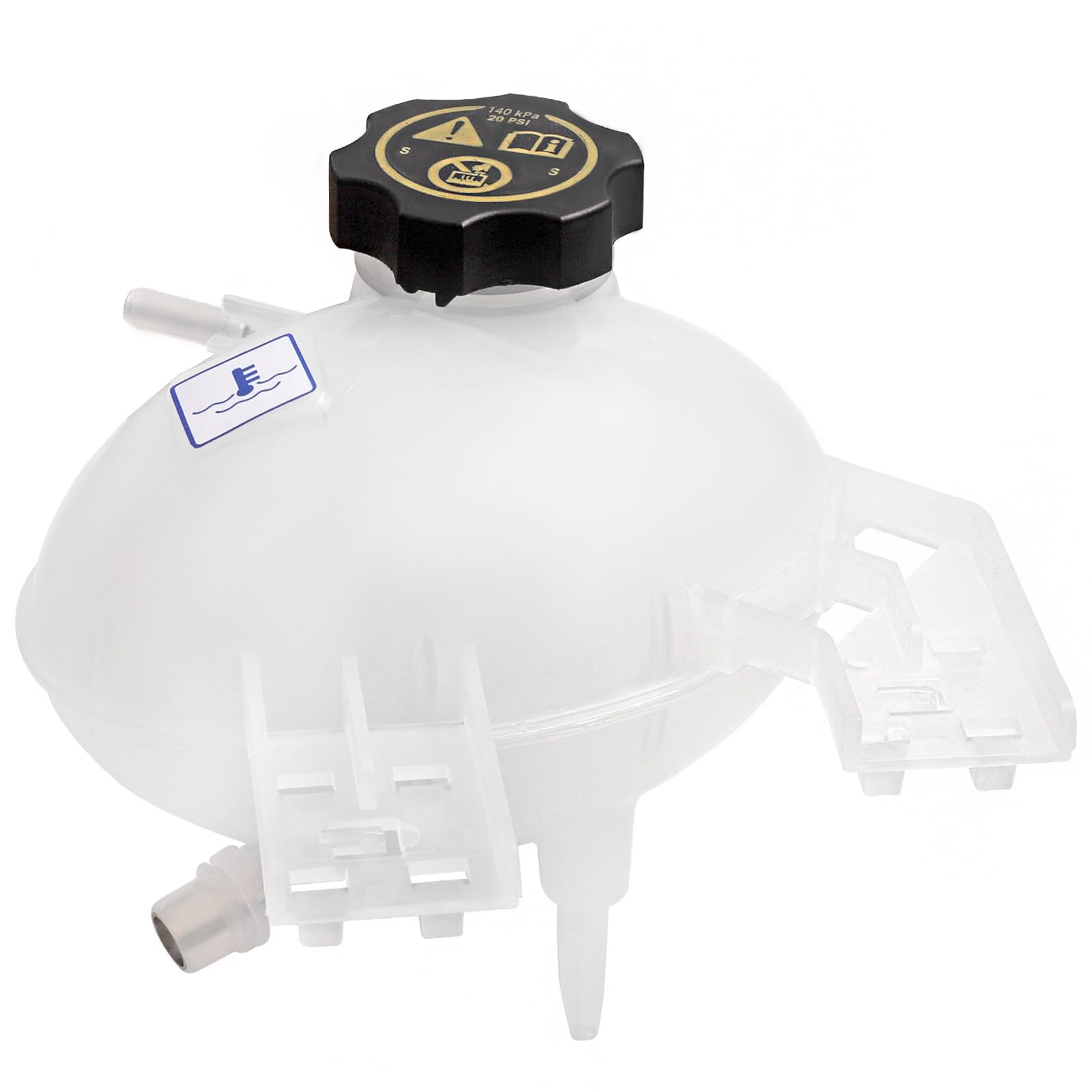 Dtomi engine coolant reservoir tank close-up showing durable plastic for reliability