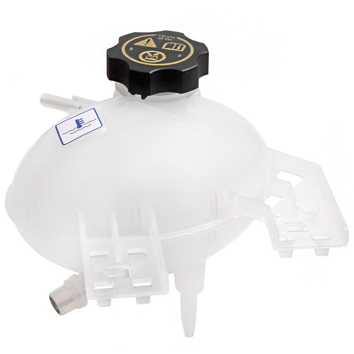 Dtomi engine coolant reservoir tank close-up showing durable plastic for reliability