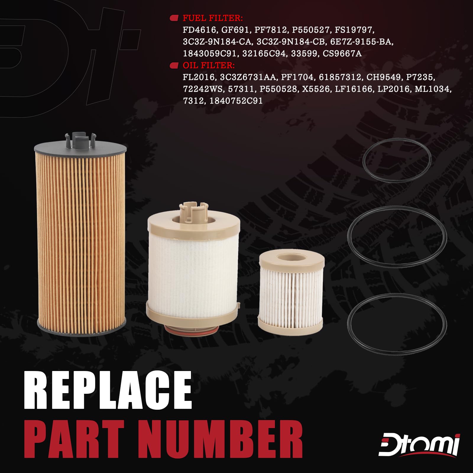 Dtomi FL2016 oil filter close-up emphasizing clean lubrication.