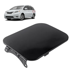 Dtomi fuel filler door front view with black finish for Toyota Sienna, protecting the fuel system.