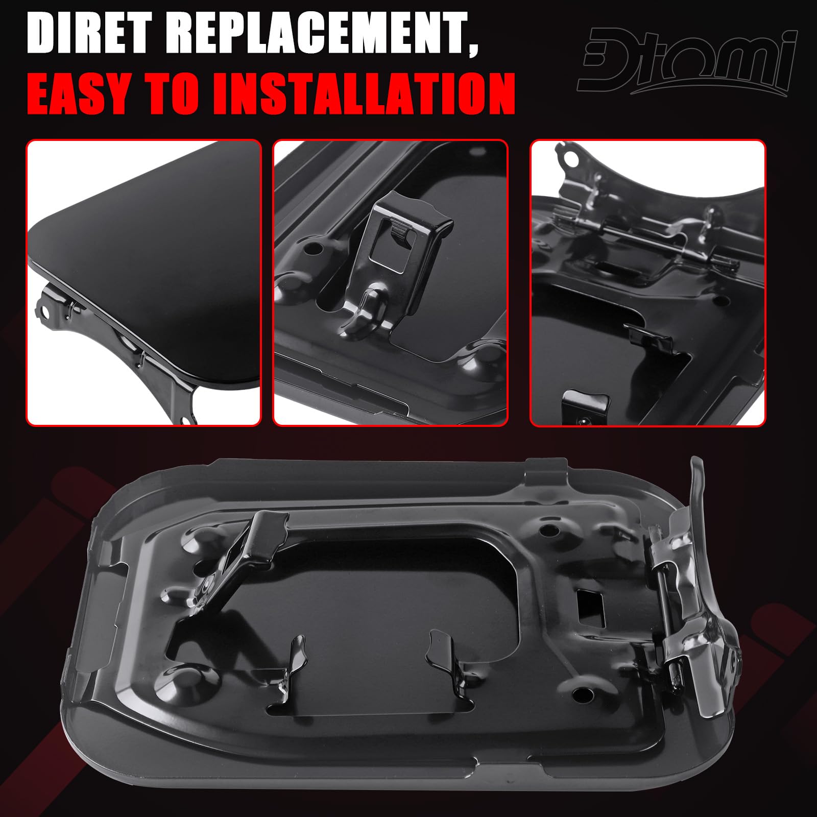 Dtomi fuel filler door secure closure helps deter tampering and keep fuel area protected.