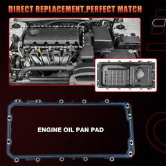 Dtomi oil pan gasket fitment close-up demonstrates alignment with mounting holes for easy installation.