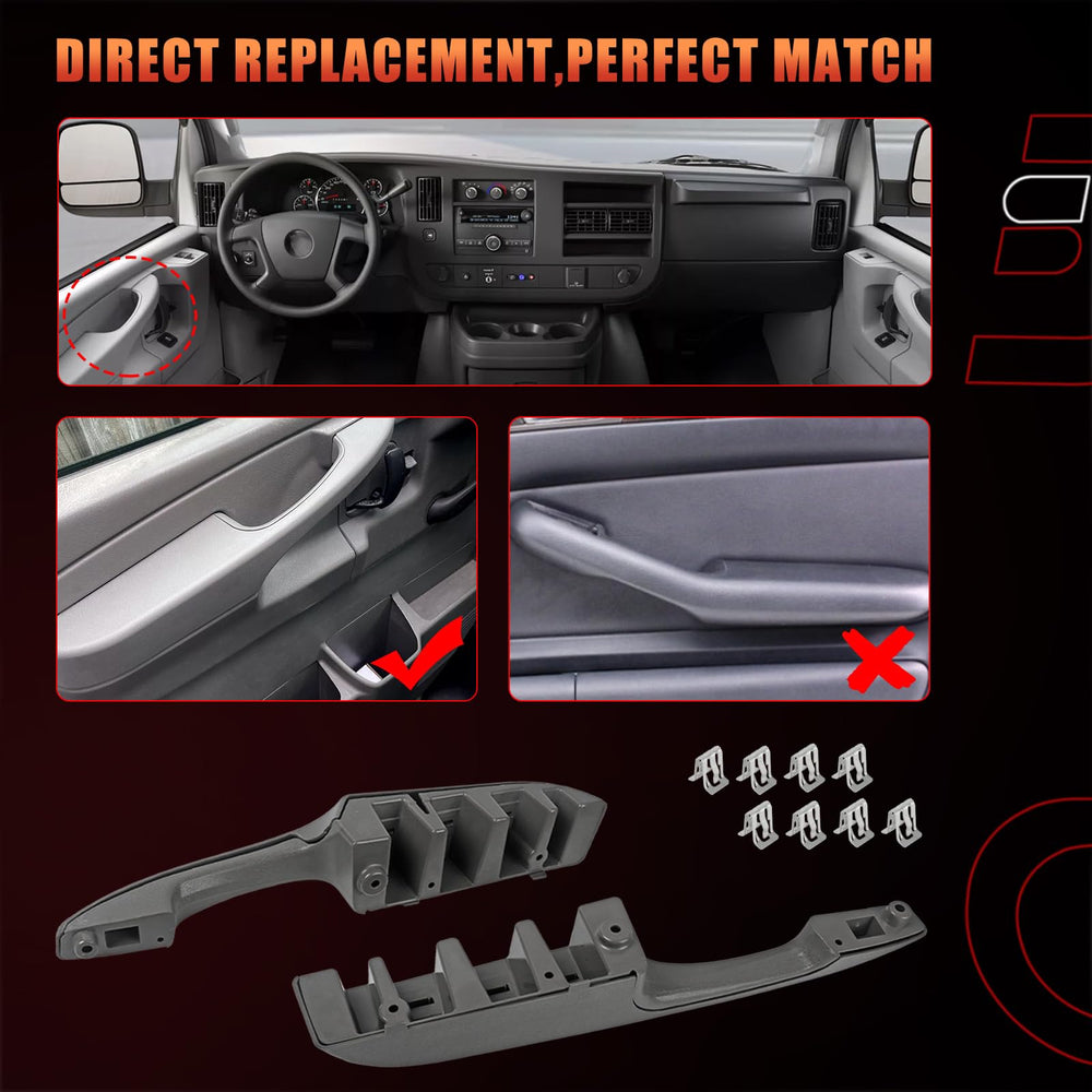 Dtomi replacement door handle set in ABS plastic, withstands frequent use.