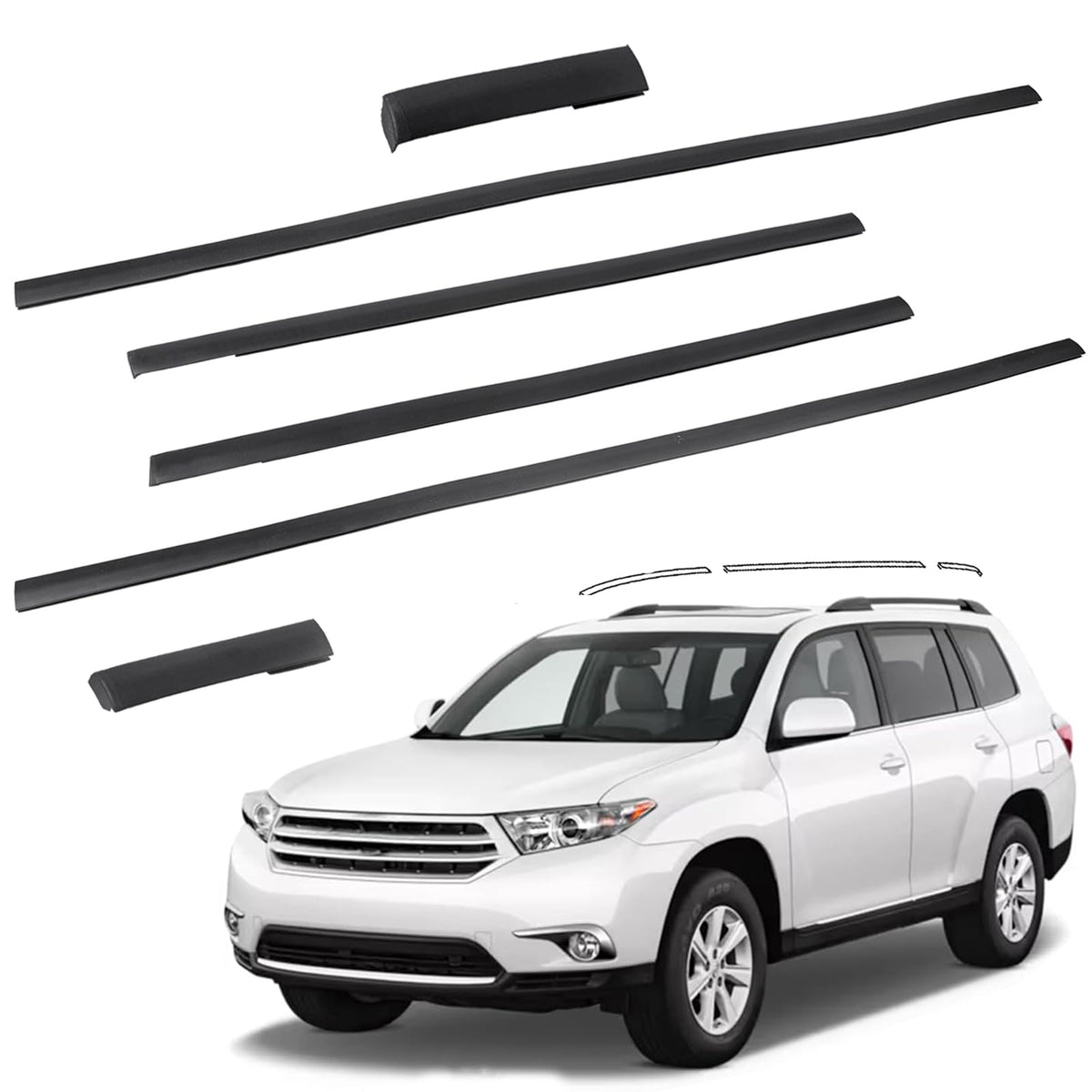 Dtomi roof drip trim molding left side for Highlander, precise fit and finished edge.