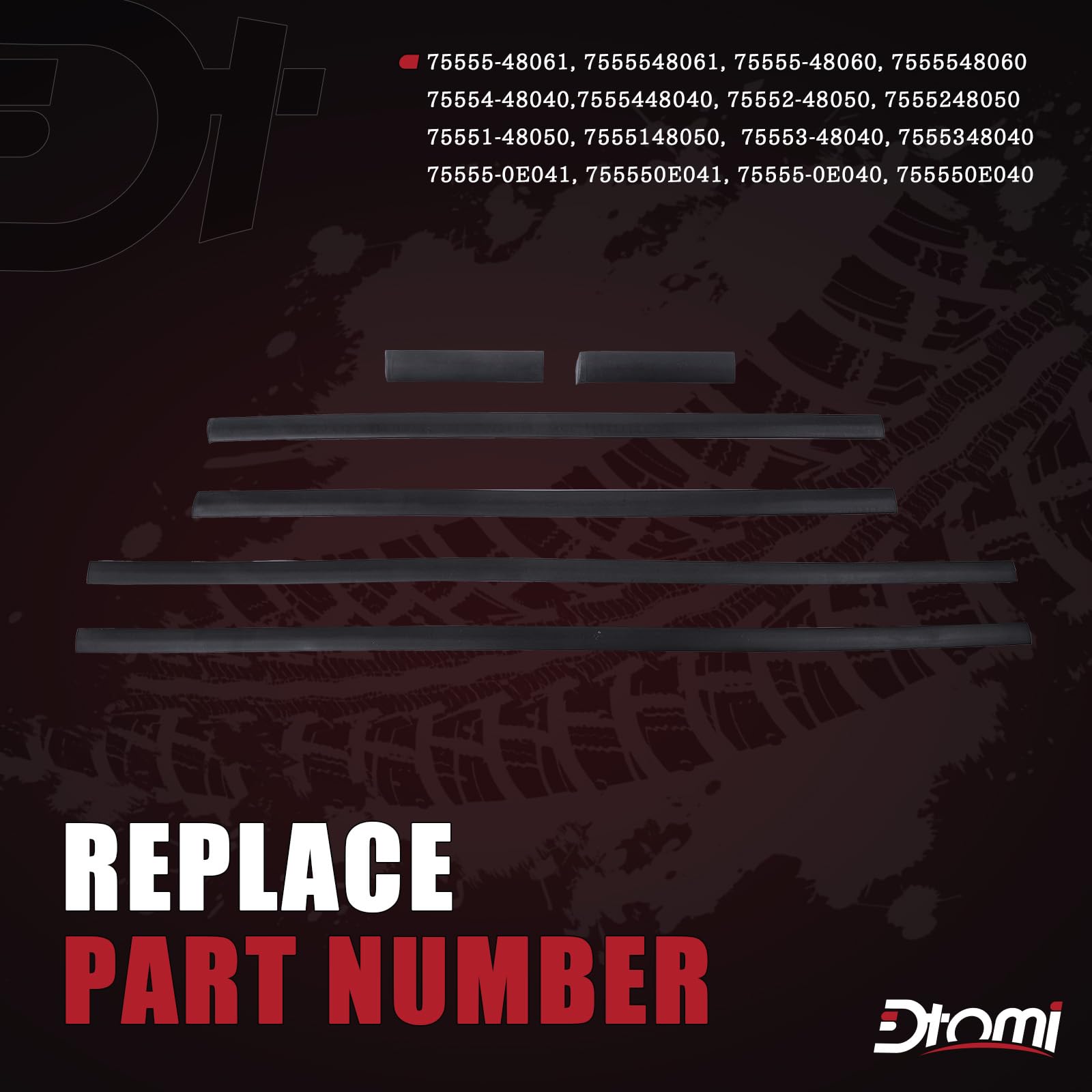 Dtomi roof drip trim molding right side for Highlander, seamless look.