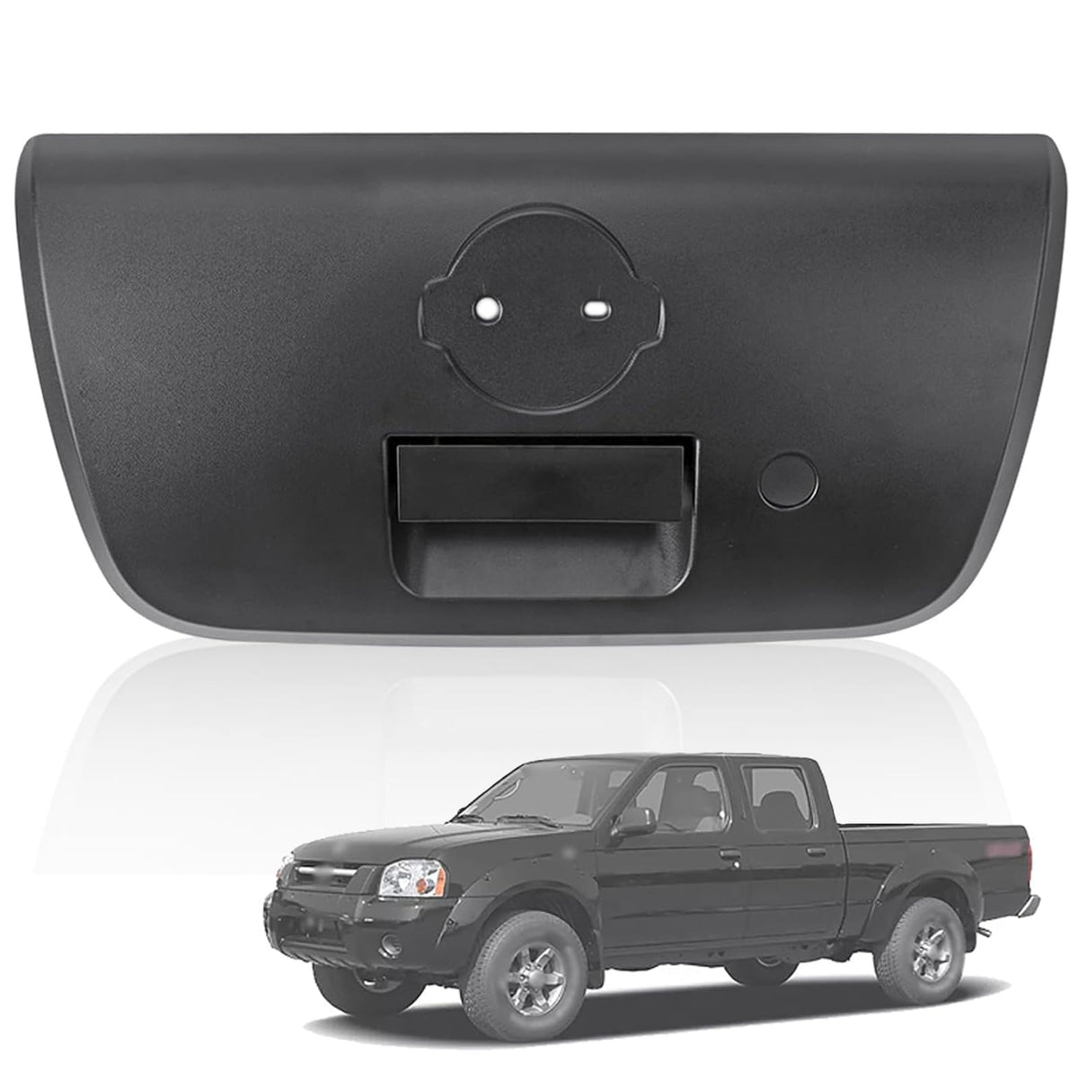 Dtomi tailgate handle with bezel and keyhole for Nissan Frontier, durable exterior replacement.