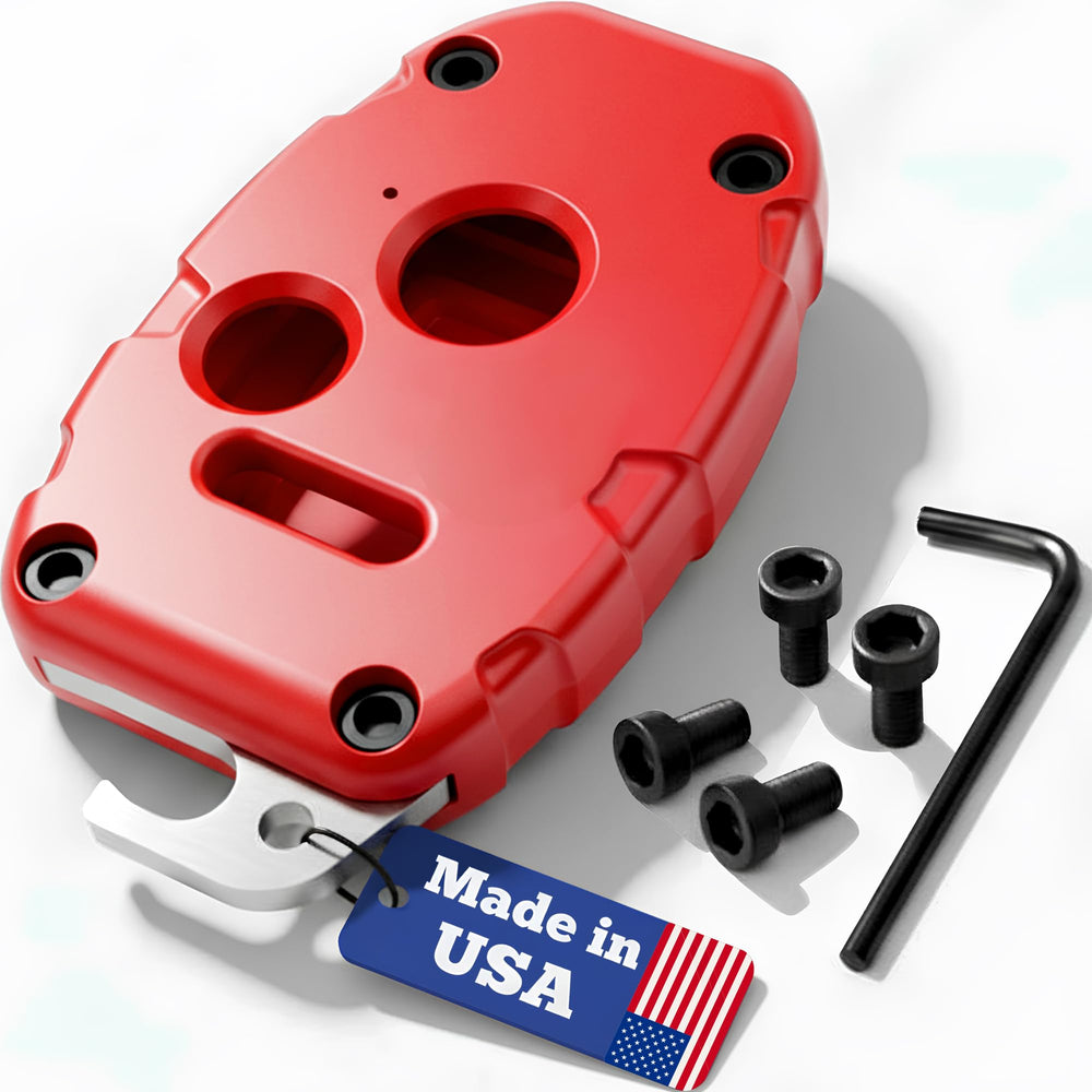 Dubbs Hardware Honda key fob shell front view in red shows secure, seamless fit.