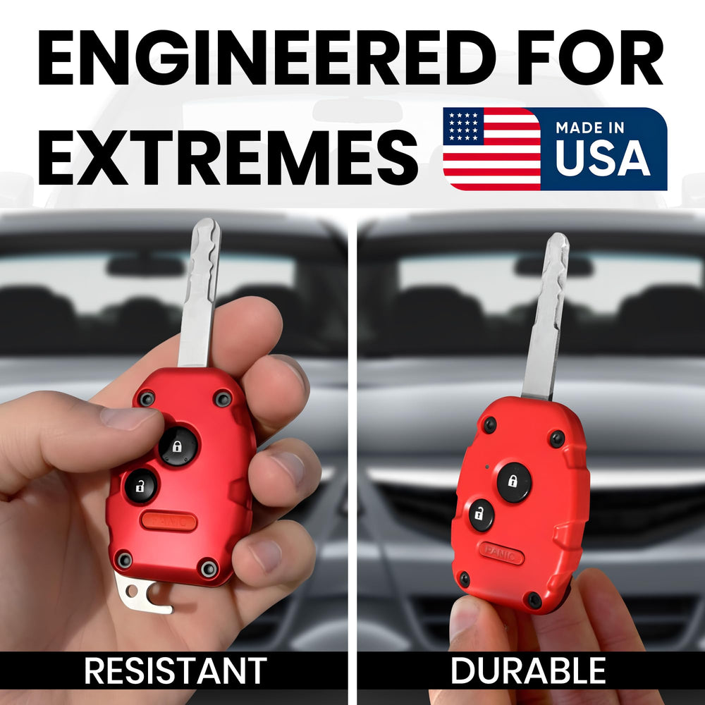 Dubbs Hardware Honda key fob shell side angle highlights durable crack-resistant construction.