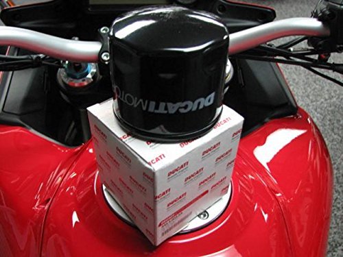 Ducati oil filter side view illustrating compact form for tight engine bays