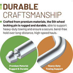DuckcowsC gooseneck hitch clip provides fast engagement and reduced sway.