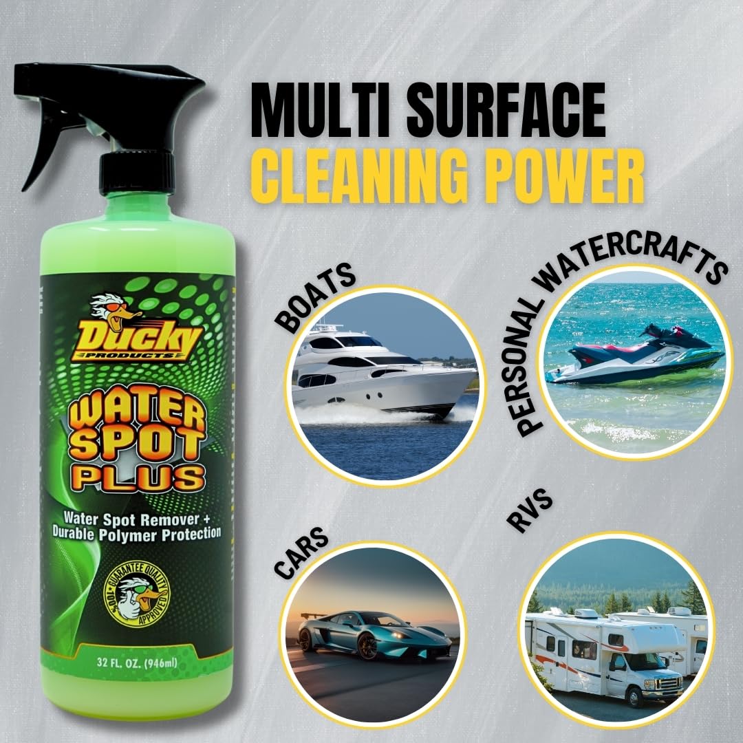 DUCKY PRODUCTS Water Spot Plus dissolves hard water minerals to prevent etching