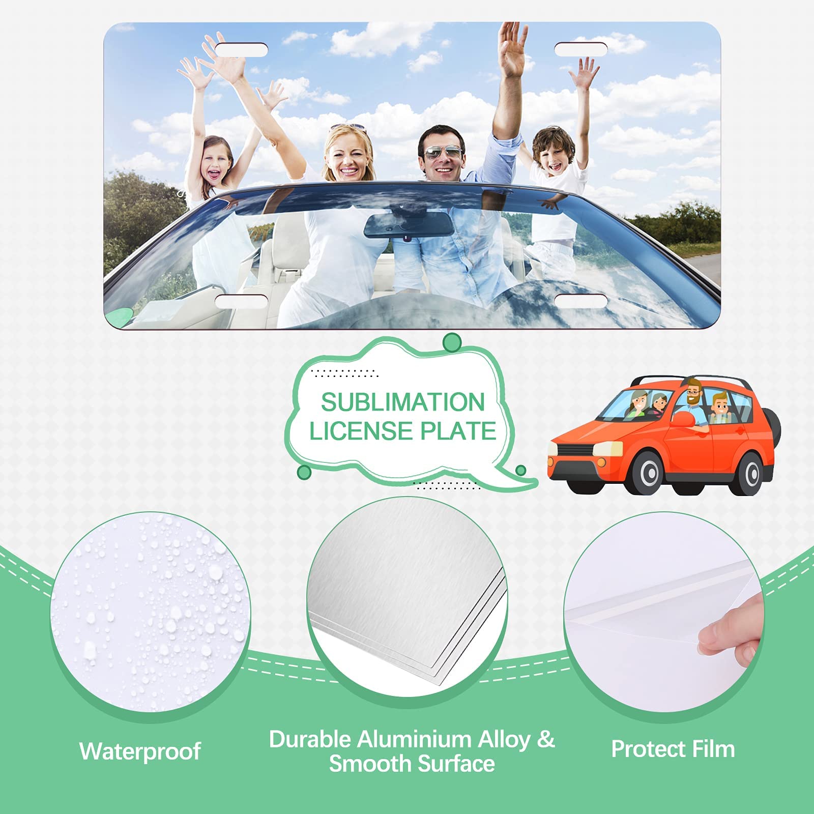 DUDSOEHO aluminium license plate blank with glossy finish for lasting prints.