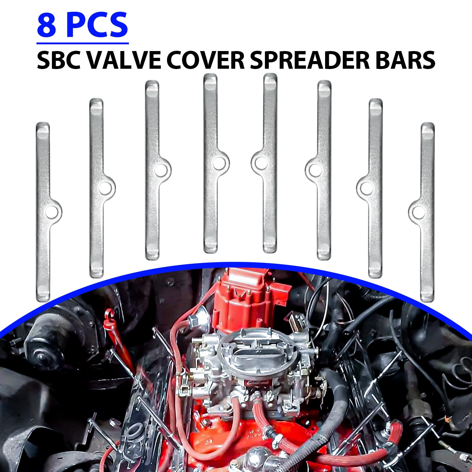 Dueilgo valve cover T-bar set chrome spreader enables secure clamping for a clean seal.