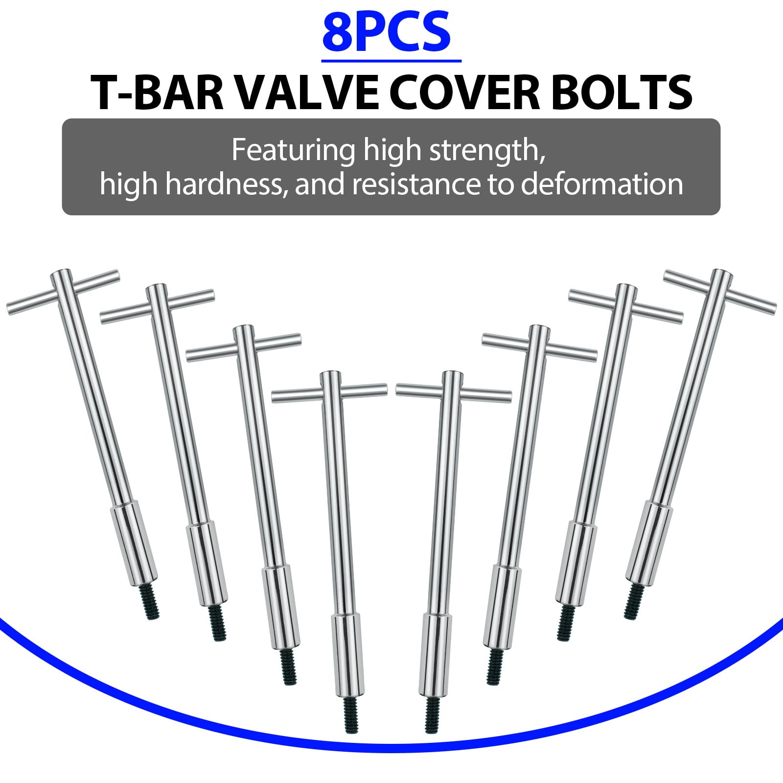 Dueilgo valve cover T-bar set engine-ready components for Chevy SB/SBC applications.