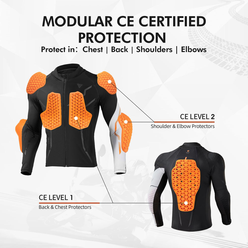 DUHAN Armored Shirt chest protection keeps critical area guarded while riding.