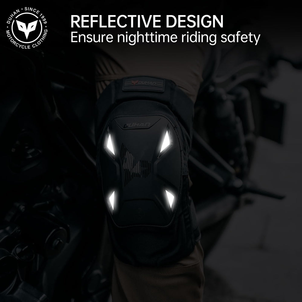 DUHAN knee pads reflective panel improves night visibility for riders.