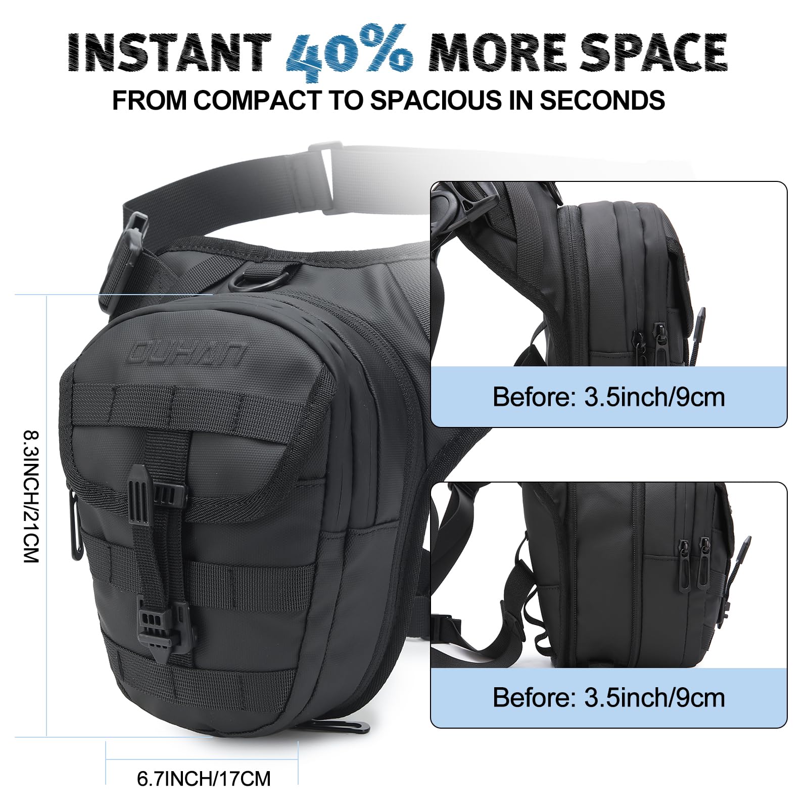 DUHAN Thigh Bag adjustable waist strap for a secure, comfortable fit.