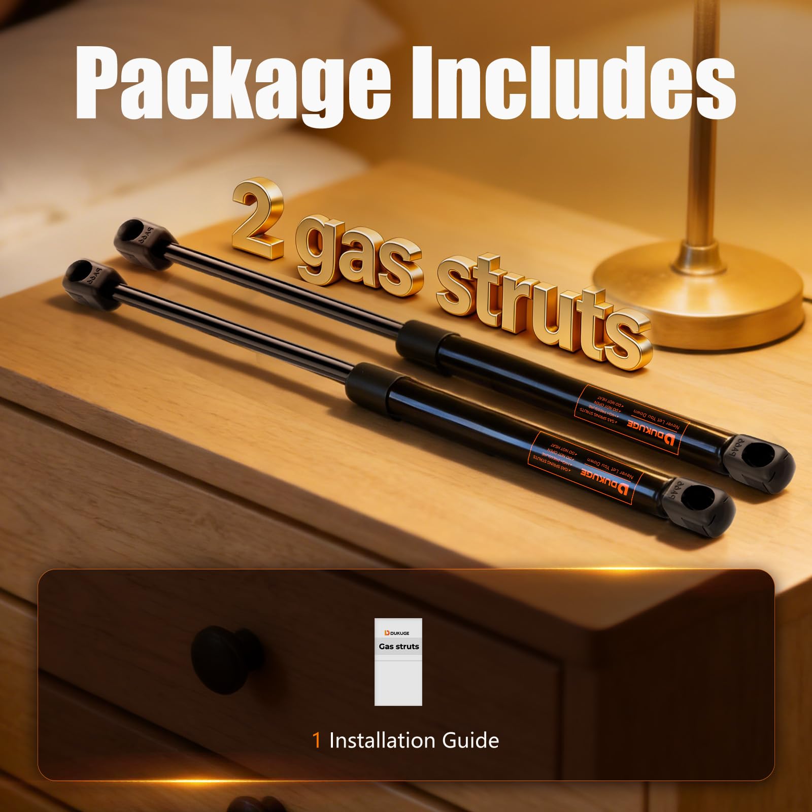 Dukuge 60lb gas struts enabling effortless lid operation
