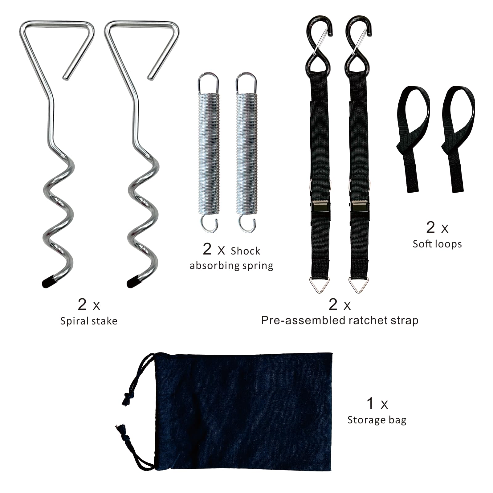 Dulepax soft loops attaching to awning rails securely