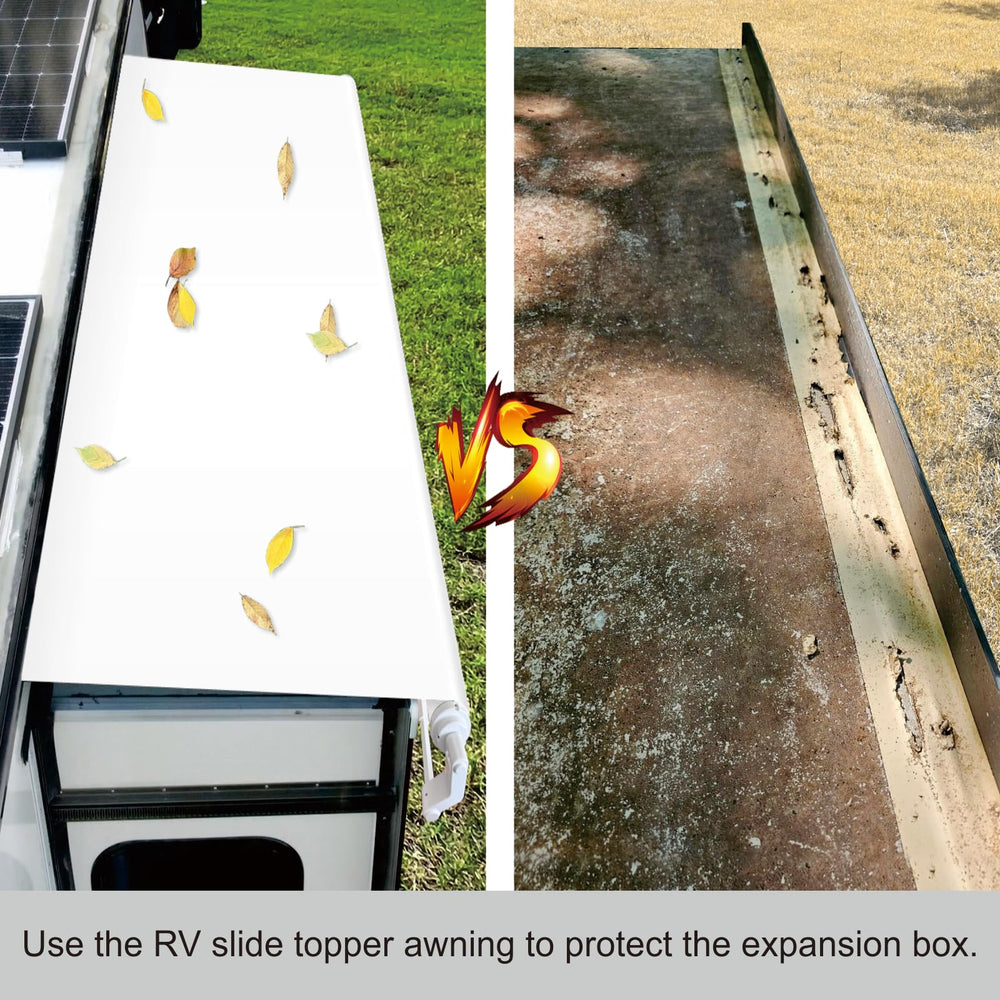Dulepax RV slide-out awning white color option.